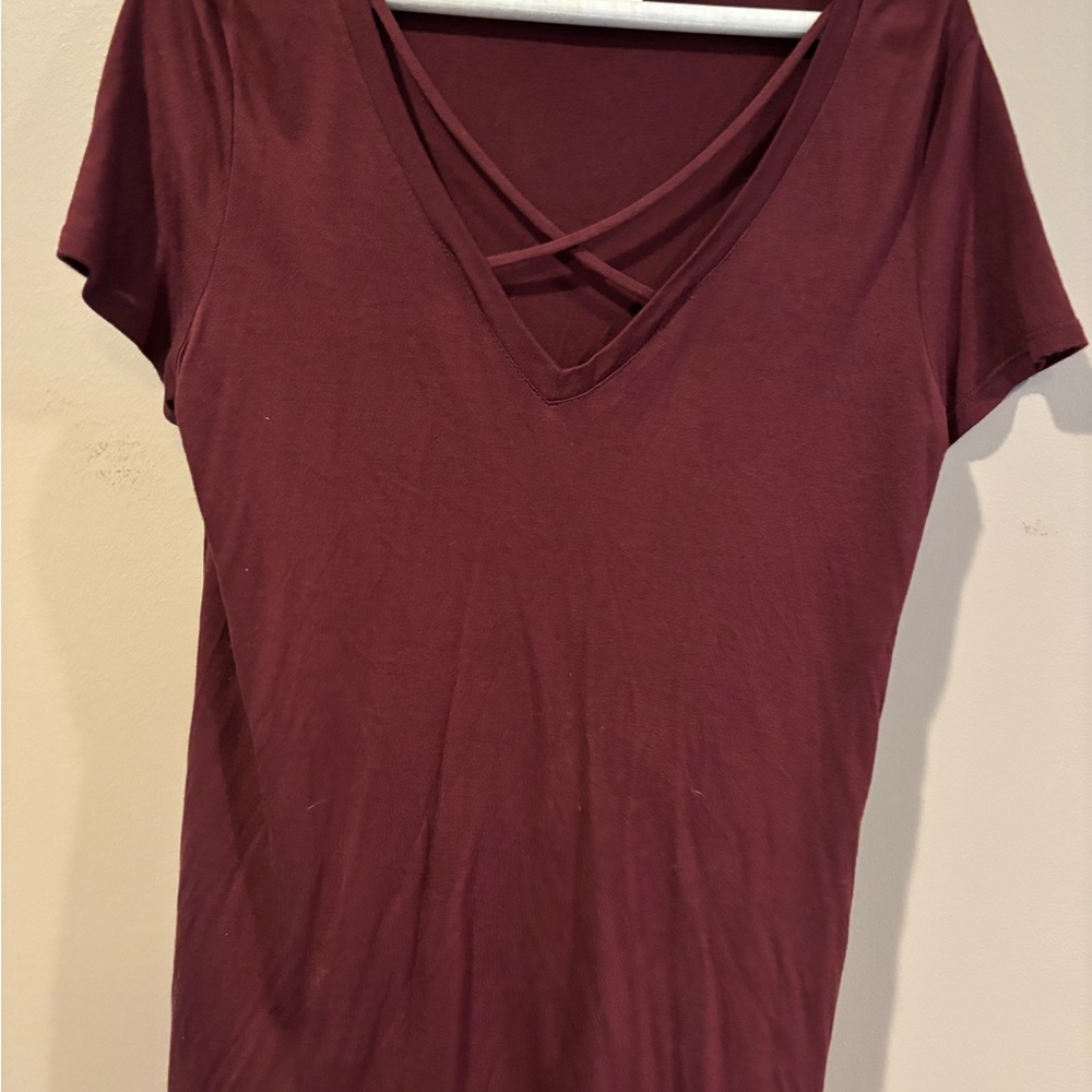 Project social T ♥️ Urban Outfitters Women's Burgundy V-Neck Top